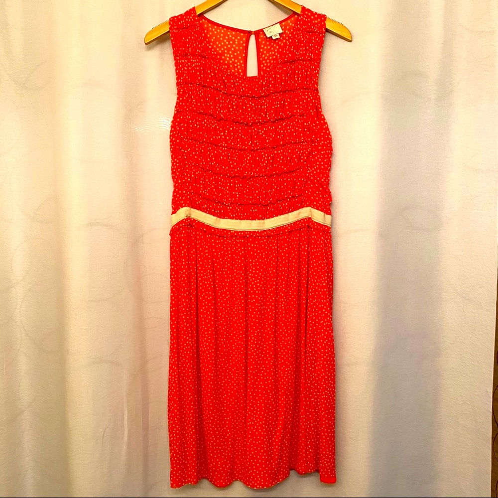 ‼️Orange & white polka dot dress | Anthropologie